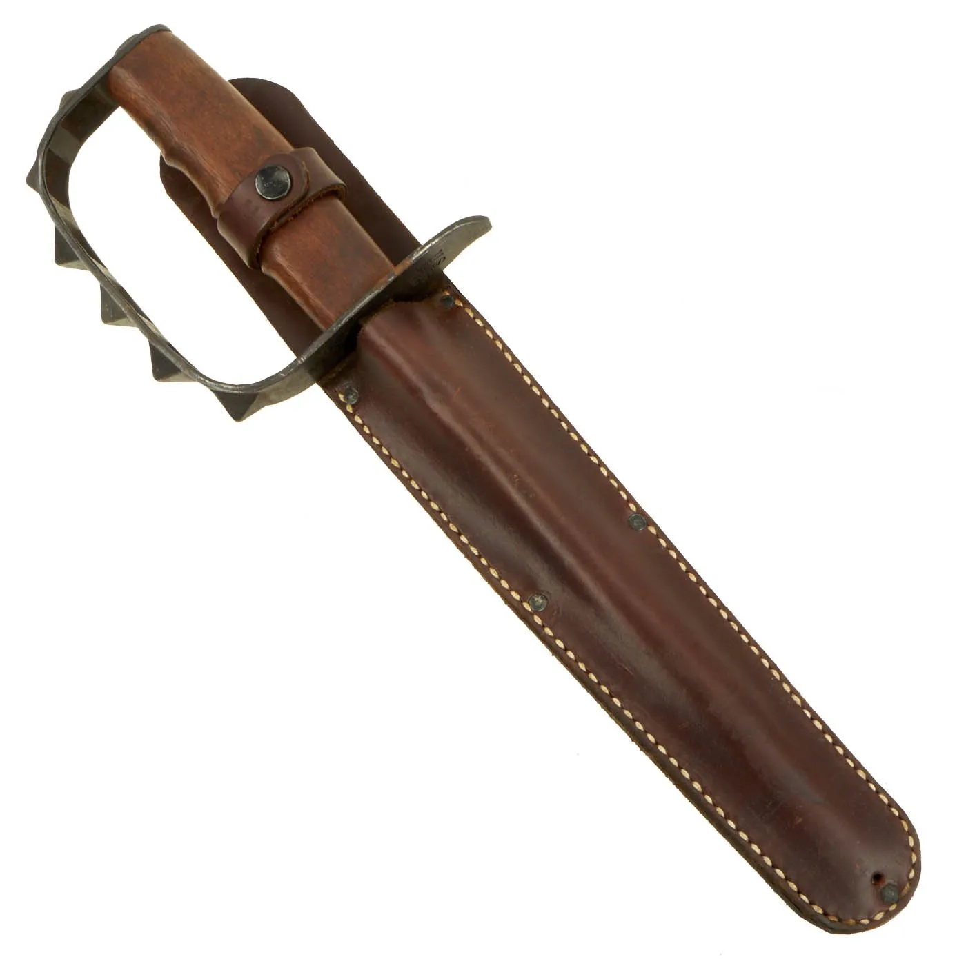 Original U.S. WWI M1917 Trench Knife by L.F. & C. dated 1917 with Replica WWII Leather Scabbard