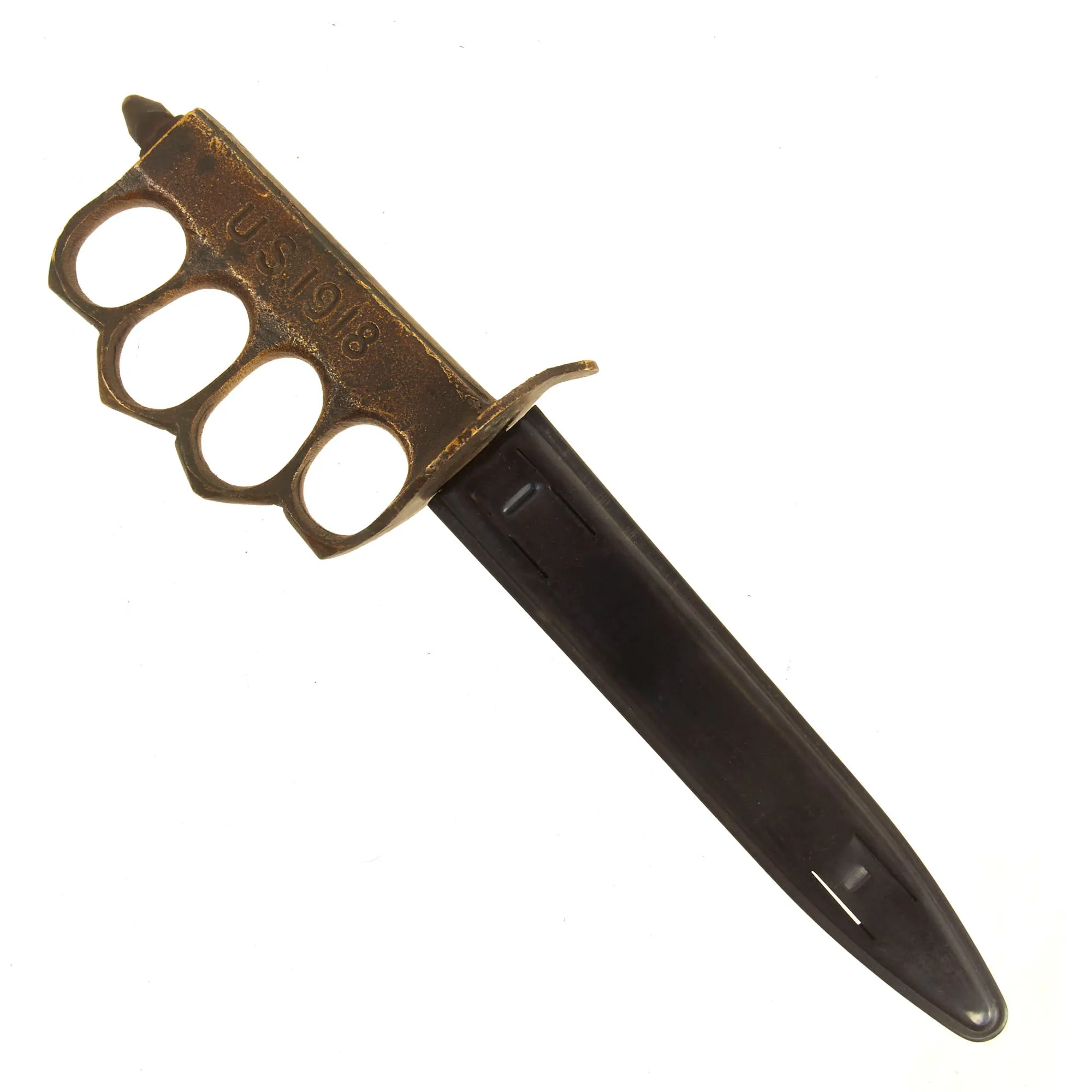 Original U.S. WWI Model 1918 Mark I Trench Knife by AU LION with Complete Marking and Steel Scabbard