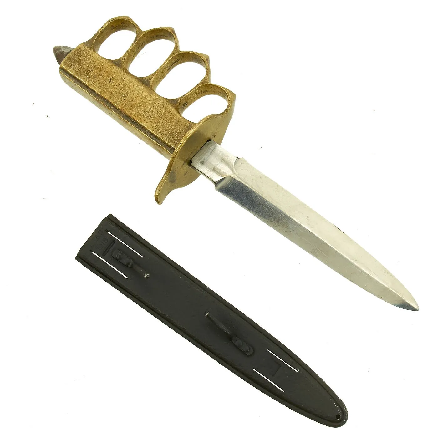 Original U.S. WWI Model 1918 Mark I Trench Knife by AU LION with L. F. & C. Steel Scabbard