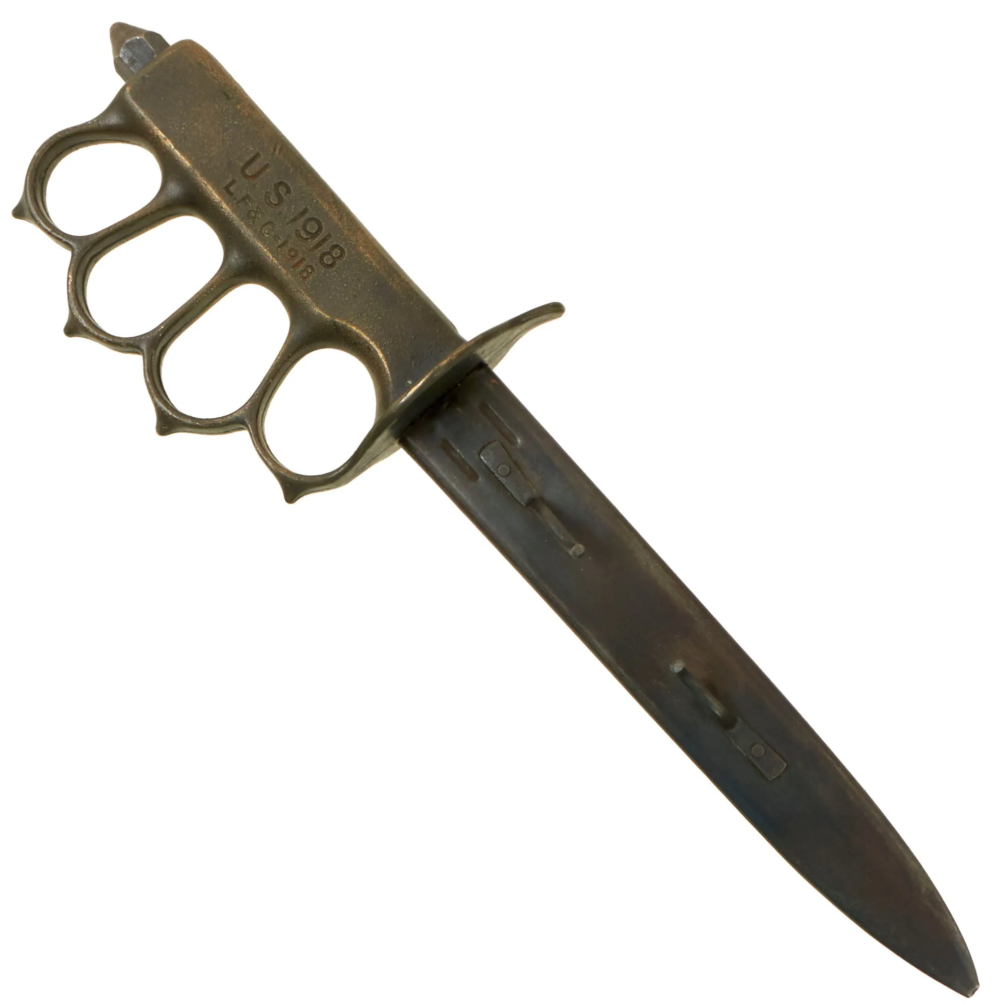 Original U.S. WWI Model 1918 Mark I Trench Knife by L. F. & C. with French Steel Scabbard