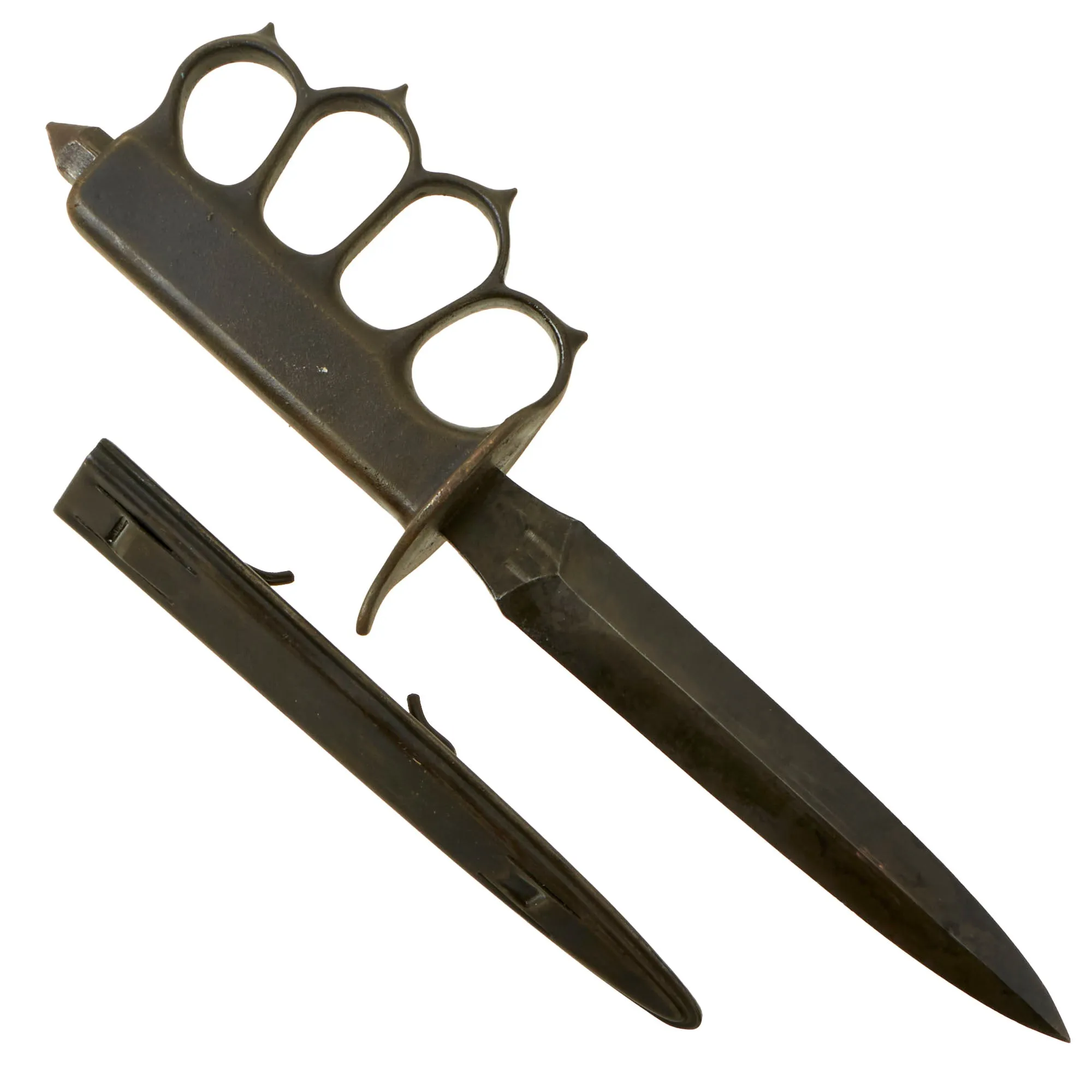 Original U.S. WWI Model 1918 Mark I Trench Knife by L. F. & C. with Matching Steel Scabbard