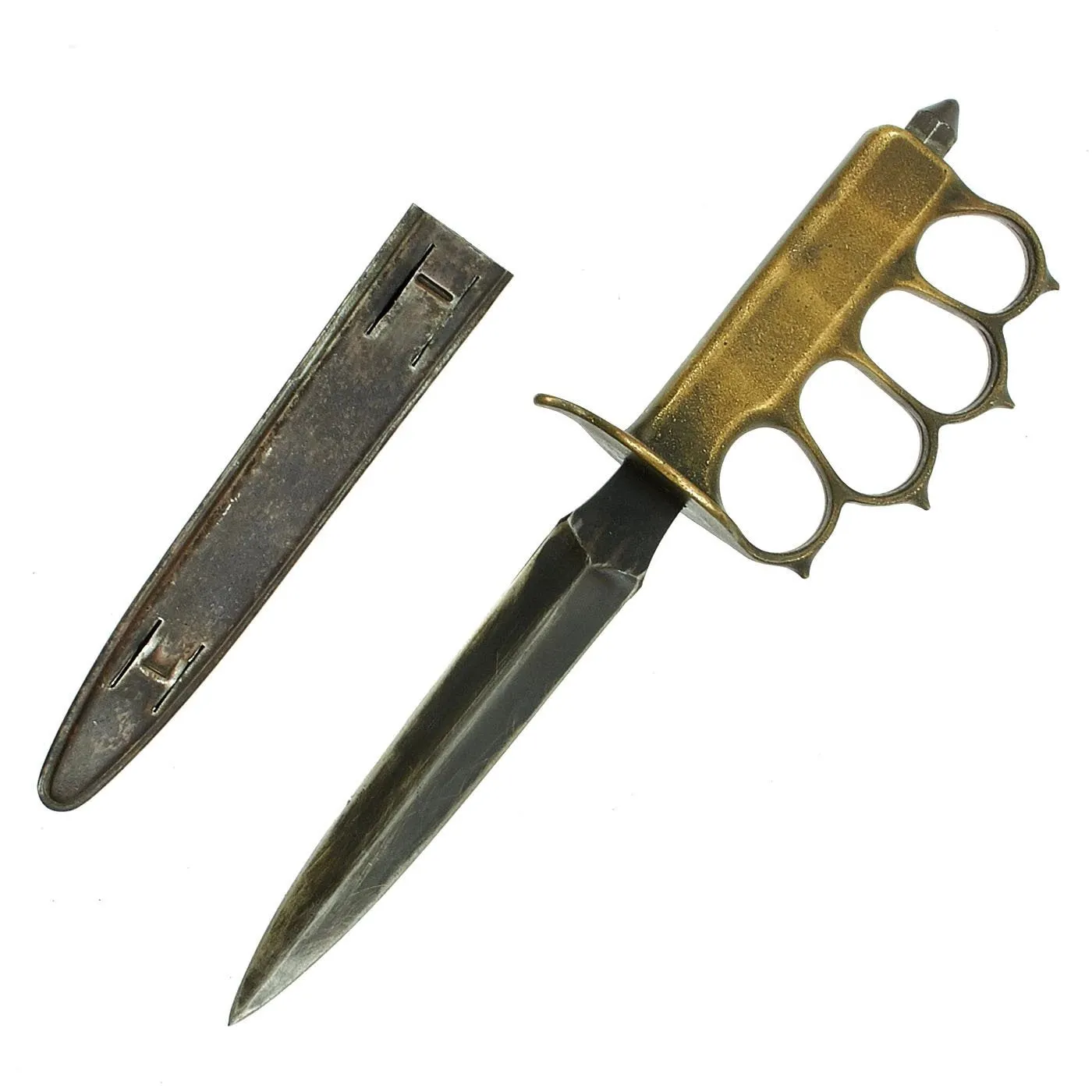 Original U.S. WWI Model 1918 Mark I Trench Knife by L. F. & C. with Steel Scabbard - dated 1918