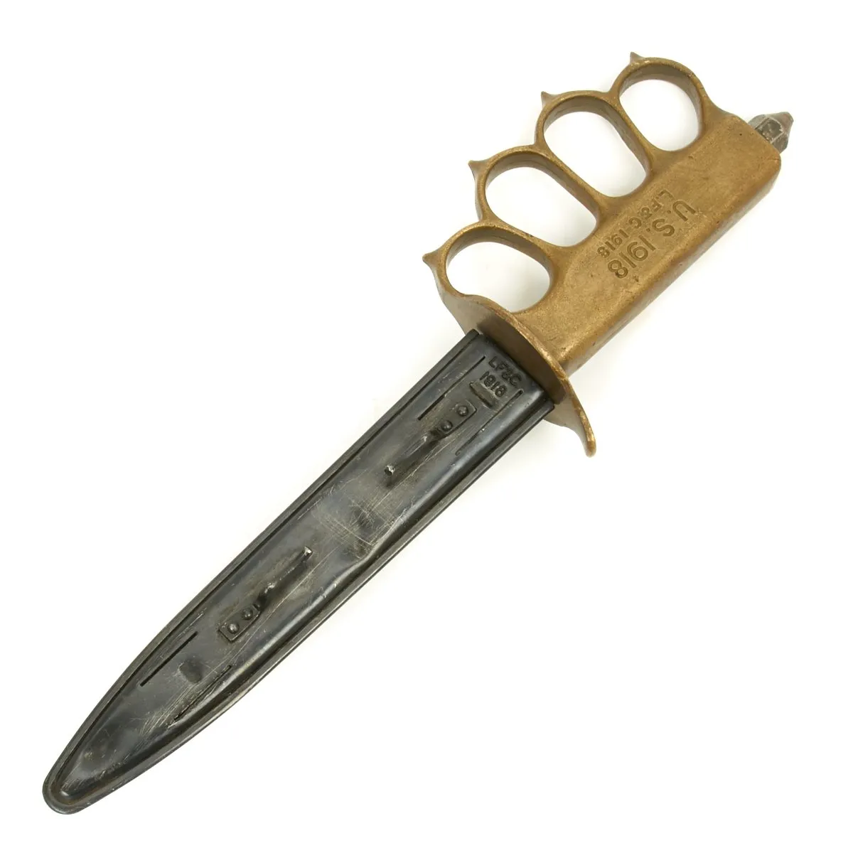 Original U.S. WWI Model 1918 Mark I Trench Knife by L.F. & C with Scabbard