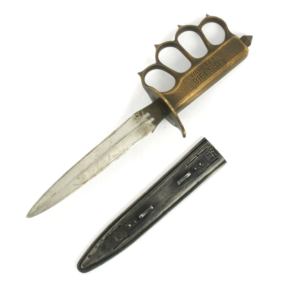 Original U.S. WWI Model 1918 Mark I Trench Knife by L.F. & C. with Steel Scabbard