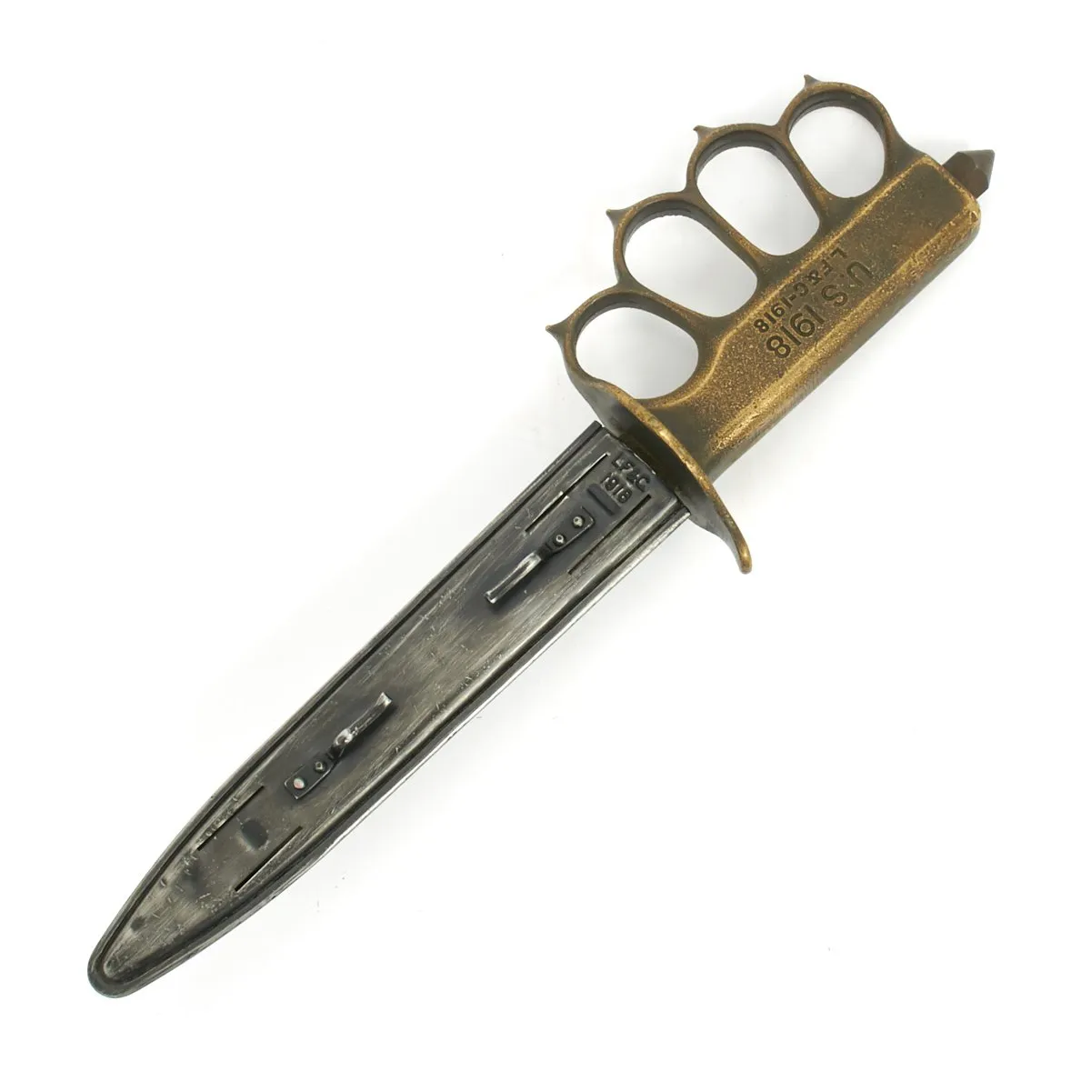 Original U.S. WWI Model 1918 Mark I Trench Knife by L.F. & C. with Steel Scabbard