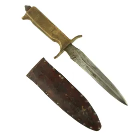 Original U.S. WWI Model 1918 Mark I Trench Knife Converted to WWII Fighting Knife with Leather Scabbard