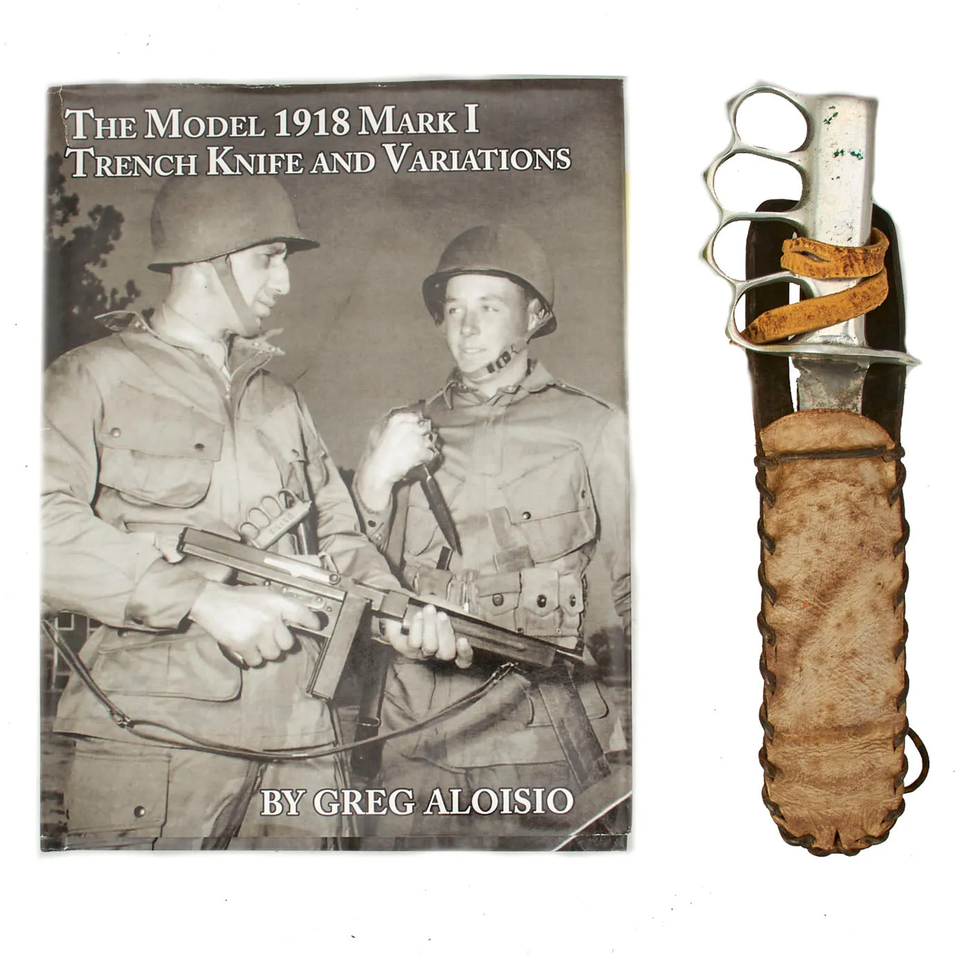 Original U.S. WWII Custom M-1918 Style Knuckle Duster Fighting Knife-Published in Reference Book Signed By Author - Page 200