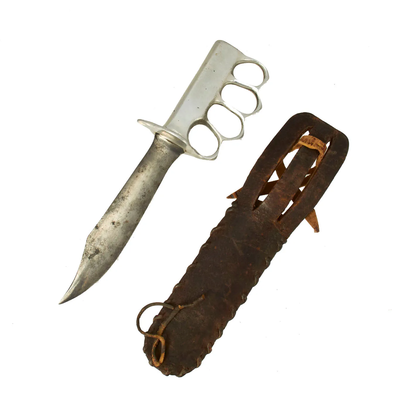 Original U.S. WWII Custom M-1918 Style Knuckle Duster Fighting Knife-Published in Reference Book Signed By Author - Page 200