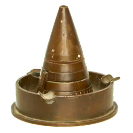 Original US WWII Imperial Japanese Inert Type 89 Combustion Fuse Trench Art Ashtray With Japanese Shell Casing Base - Dated 1942