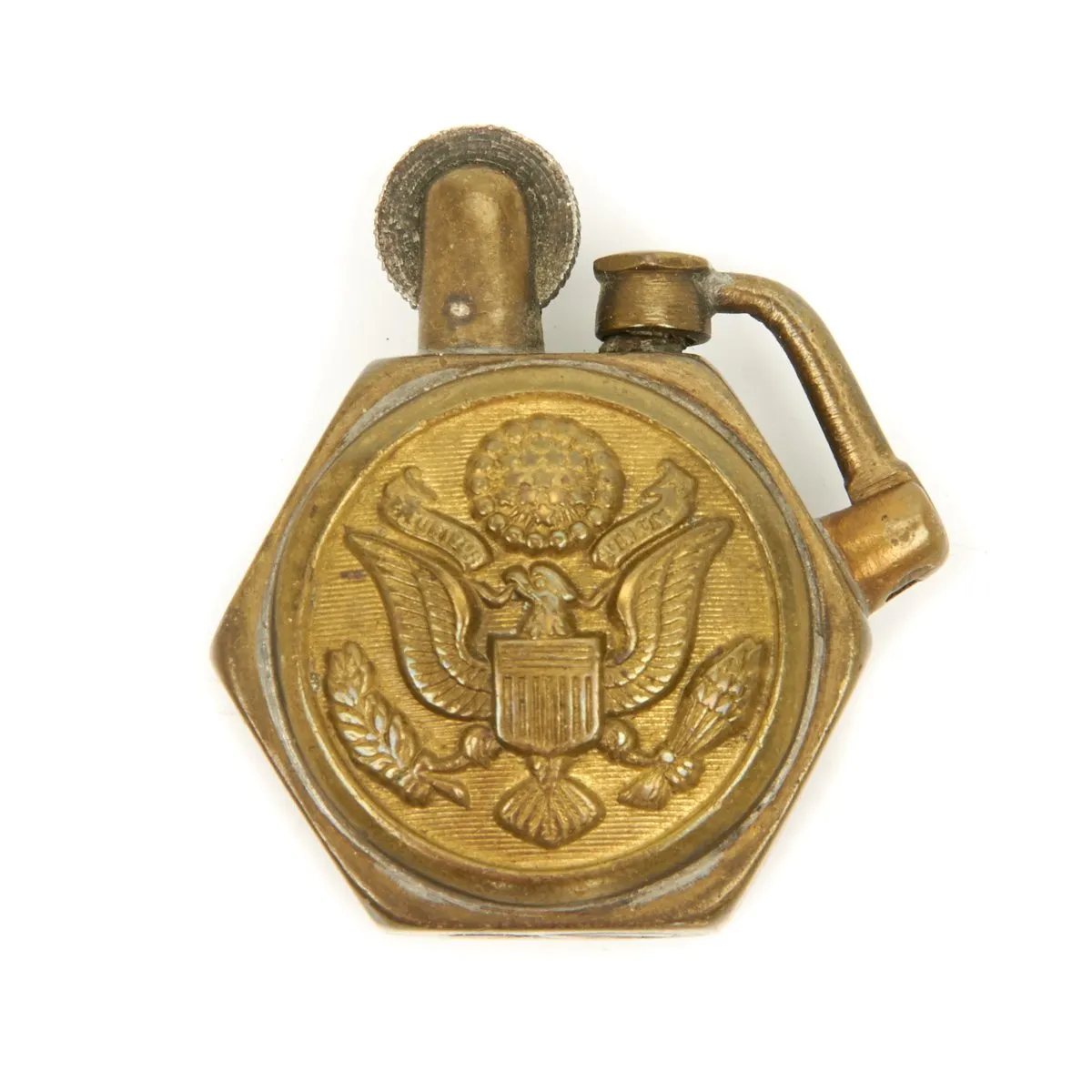 Original U.S. WWII Trench Art Army Eagle Hat Badge Trench Lighter