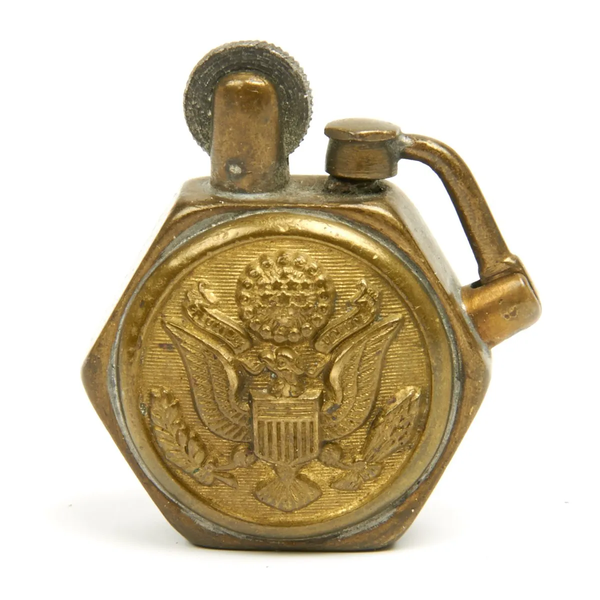 Original U.S. WWII Trench Art Army Eagle Hat Badge Trench Lighter