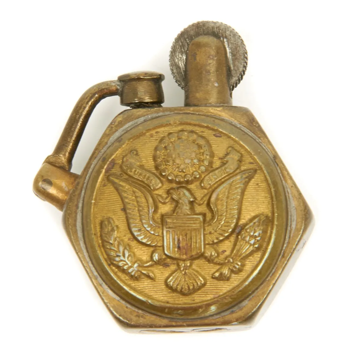 Original U.S. WWII Trench Art Army Eagle Hat Badge Trench Lighter