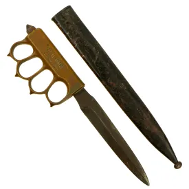 Original U.S. WWI/WWII Model 1918 Mark 1 Trench Knife “Paratrooper” Modified with WWII German Steel Scabbard