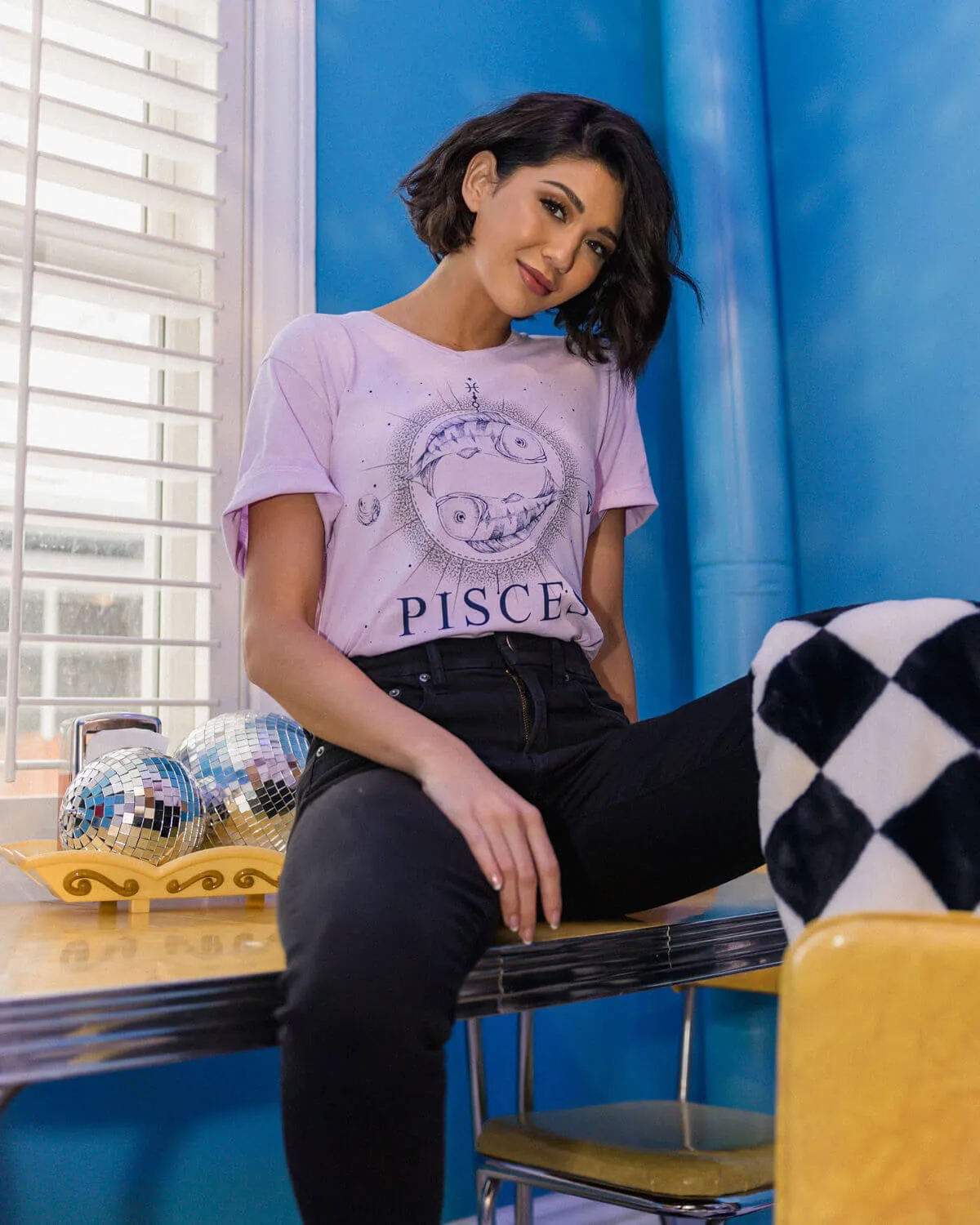 Pisces Zodiac Graphic V-Neck T-Shirt | XS-2XL