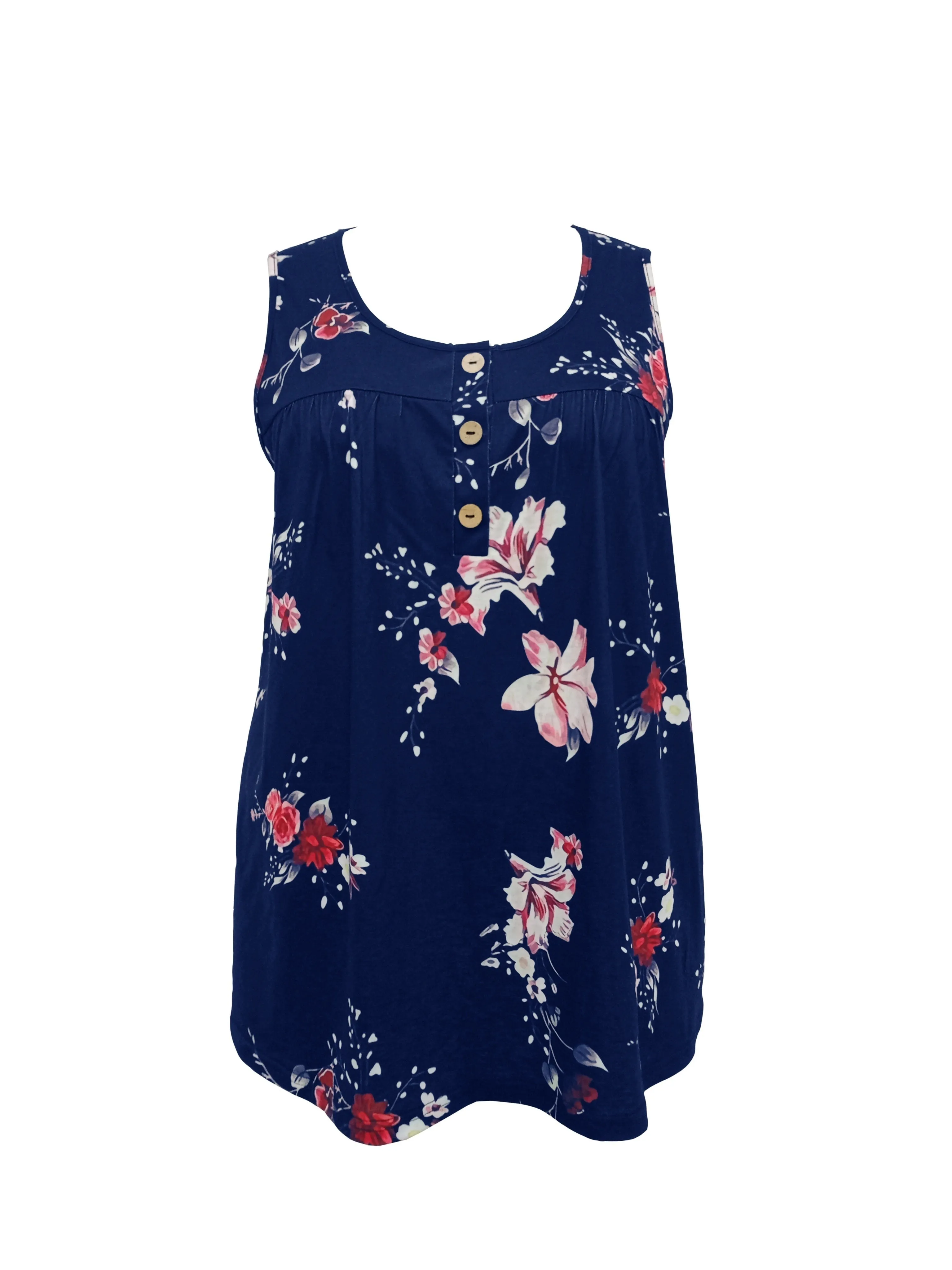 Plus Size Tank with Floral Print Comfortable and Stylish Henley