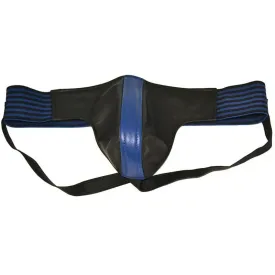 Rouge Garments Black and Blue Leather Jockstrap for Men