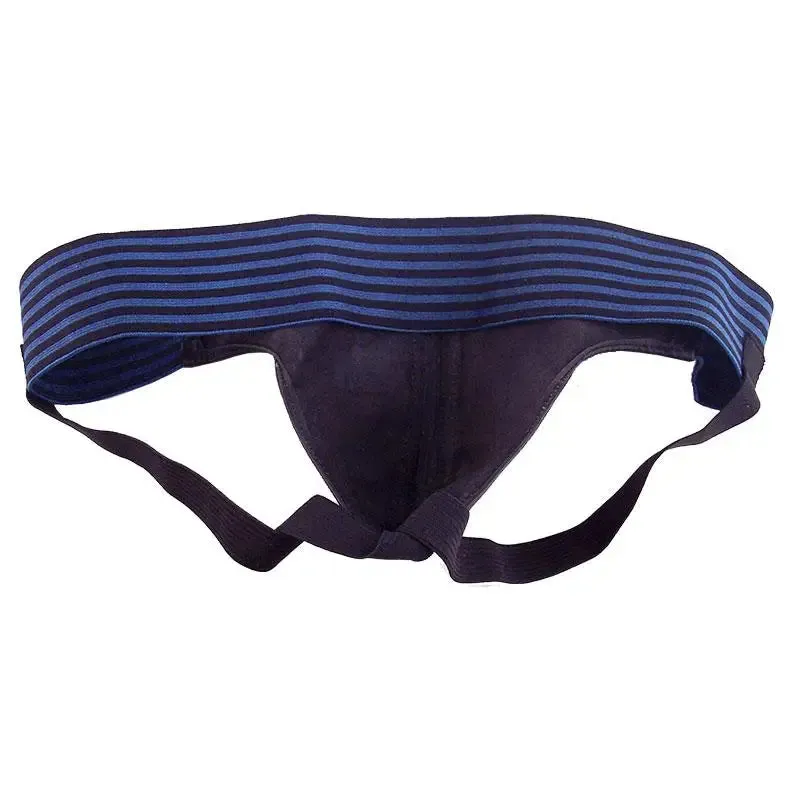 Rouge Garments Black and Blue Leather Jockstrap for Men