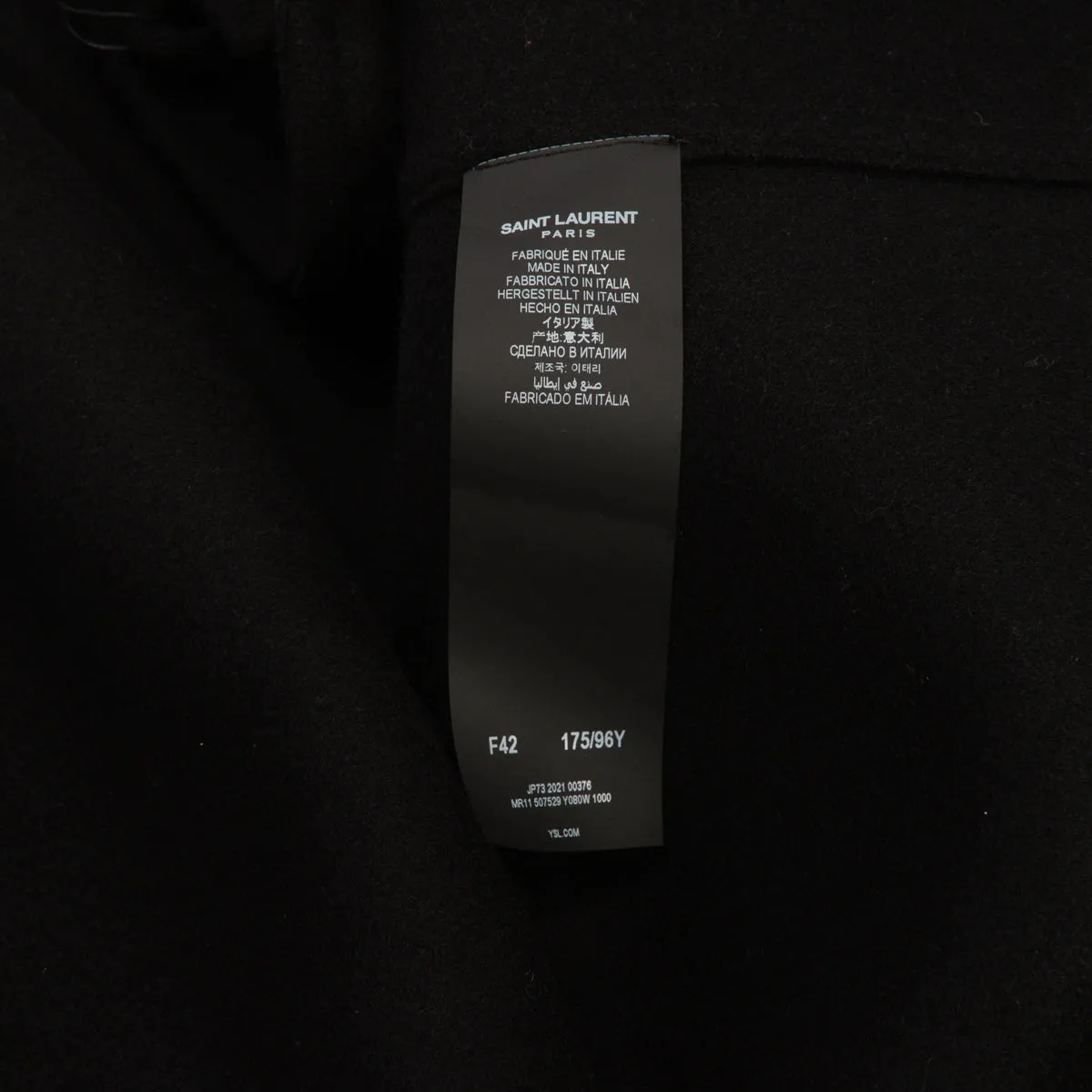 Saint Laurent Black Wool Hooded Duffle Coat FR 42