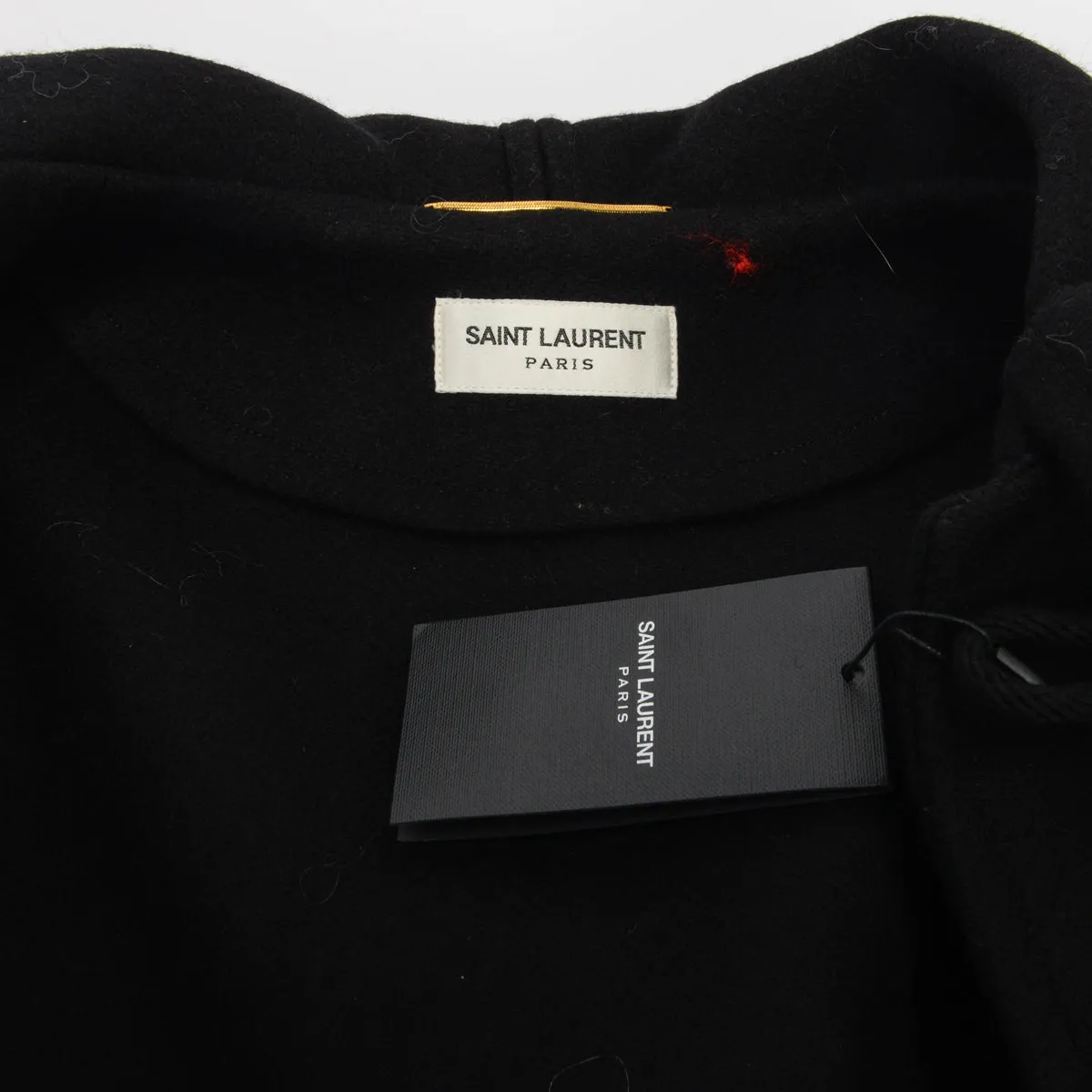 Saint Laurent Black Wool Hooded Duffle Coat FR 42