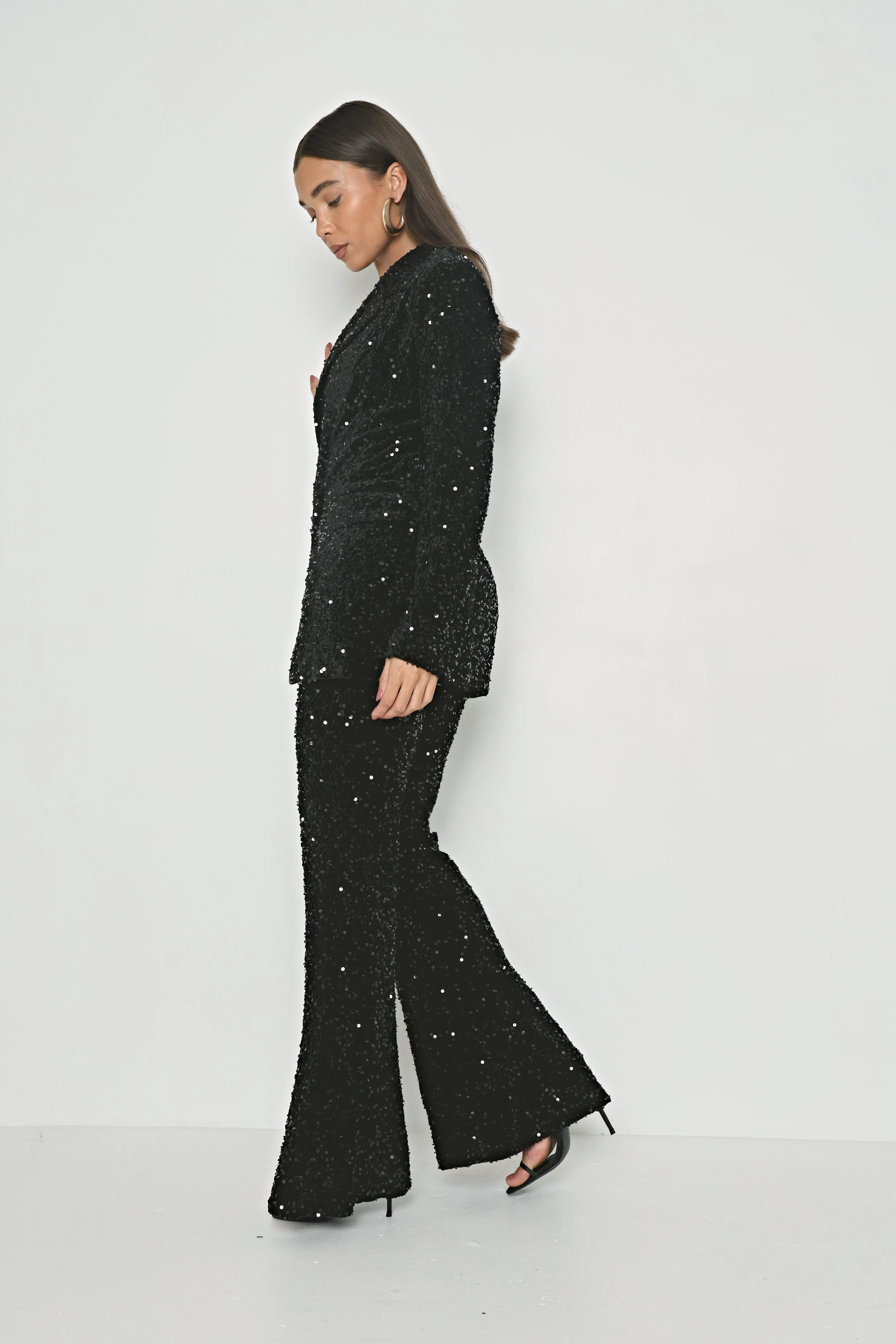 SEQUIN WIDE LEG TROUSERS