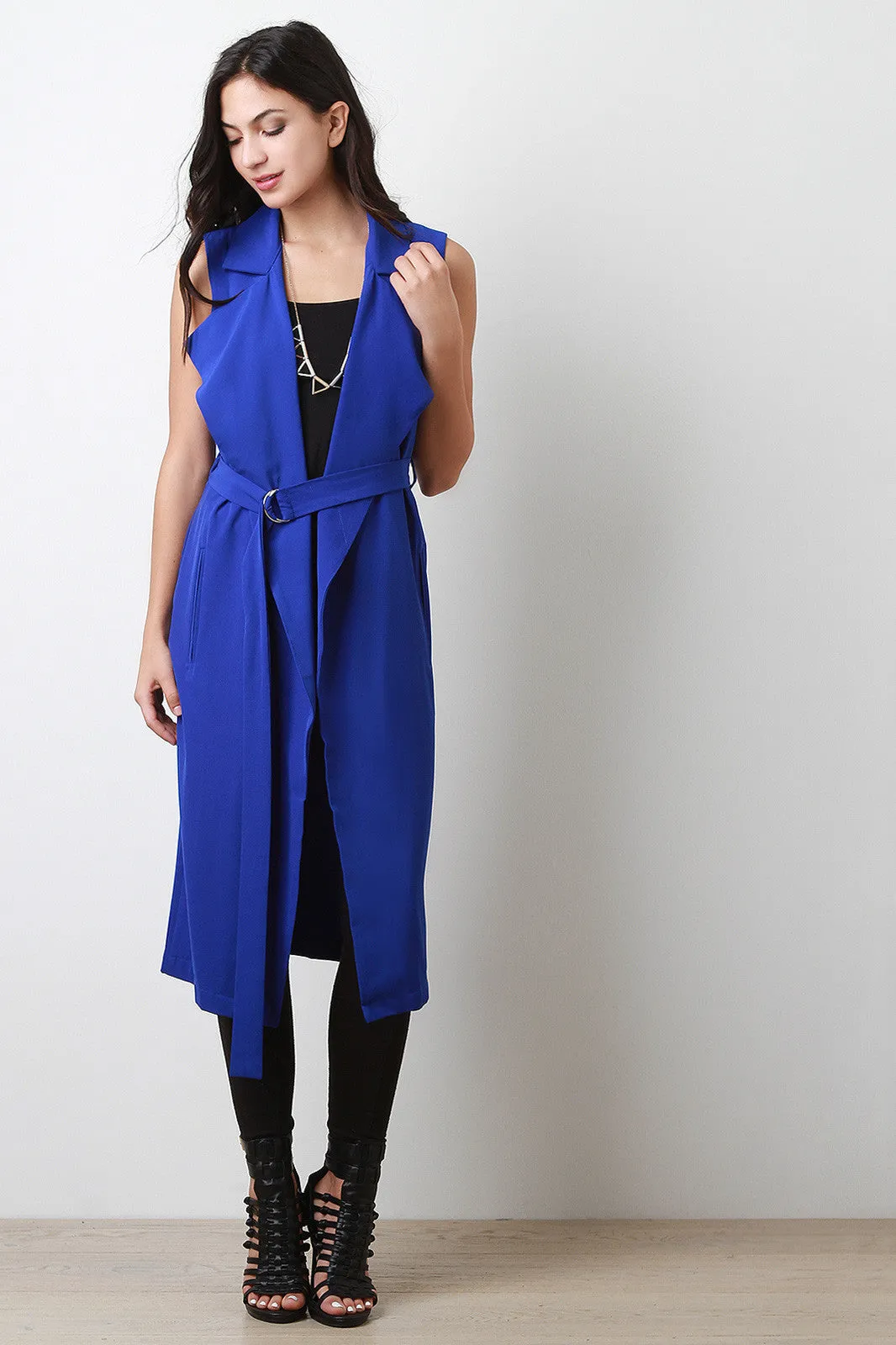 Sleeveless Longline Trench Coat