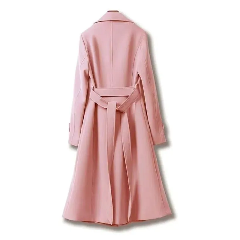 Spring Trench Coat - Stylish Double-Breasted A-Line Jacket for Women