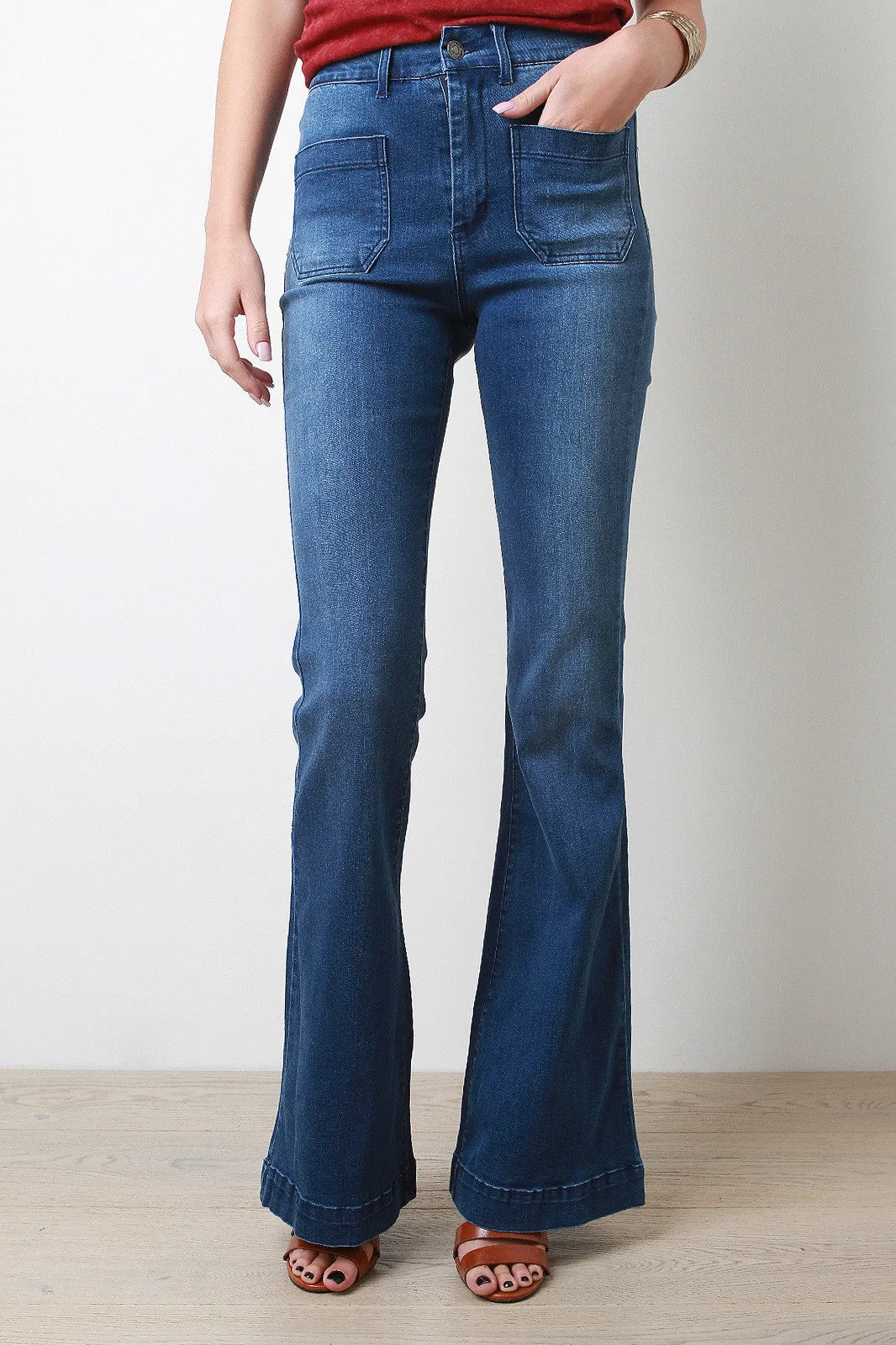 Square Pocket Bell Flare Jeans