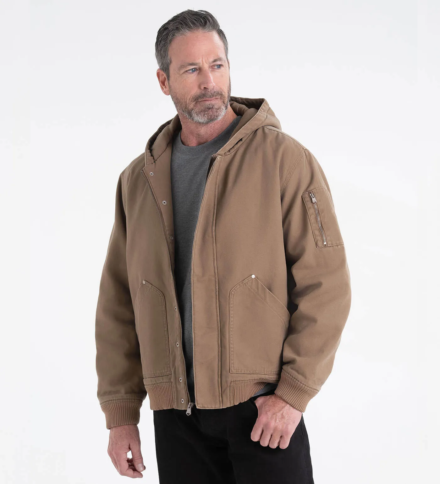 Thorogood Mens Legacy Stone Washed Hooded Bomber Jacket - Stylish & Durable Outerwear