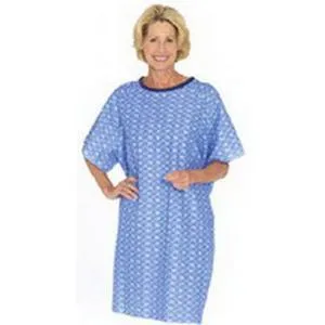 Tieback Patient Gown, Blue Plaid, One Size