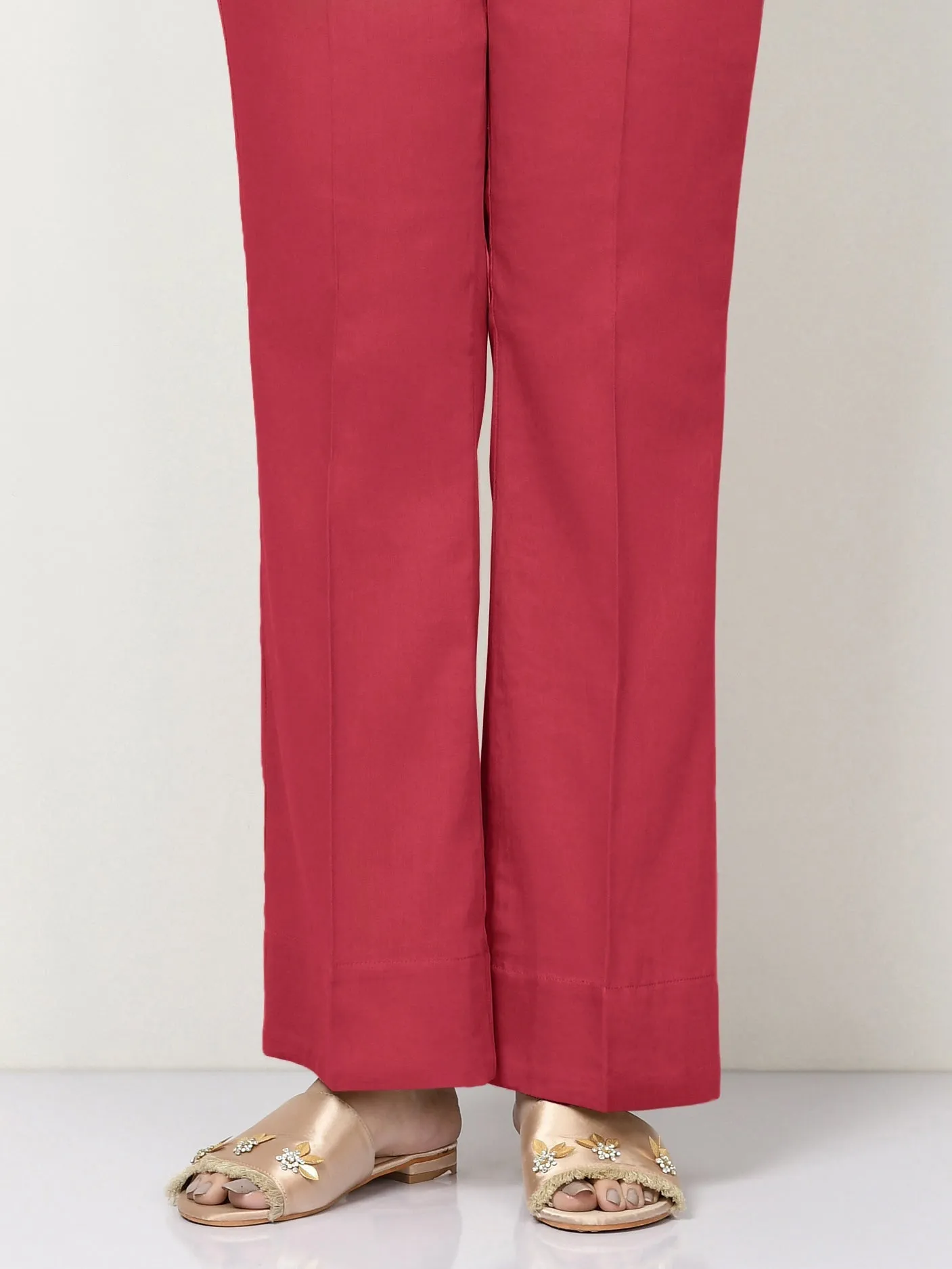 Unstitched Cambric Trouser - Blood Red