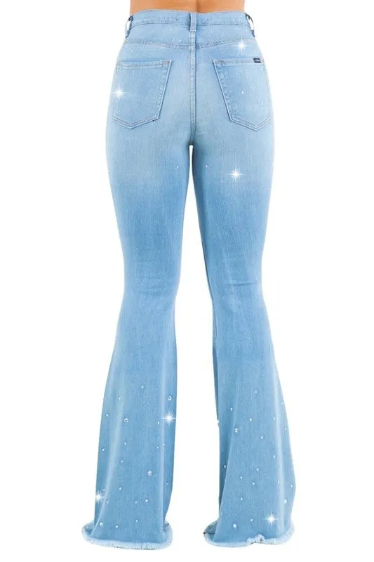 Vegas Glam Bell Bottom Light Wash- Inseam 32