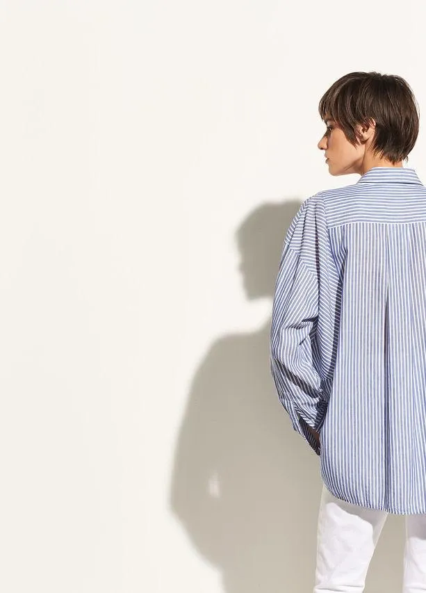 Vince - Classic Stripe Cotton Tunic in White/Blue