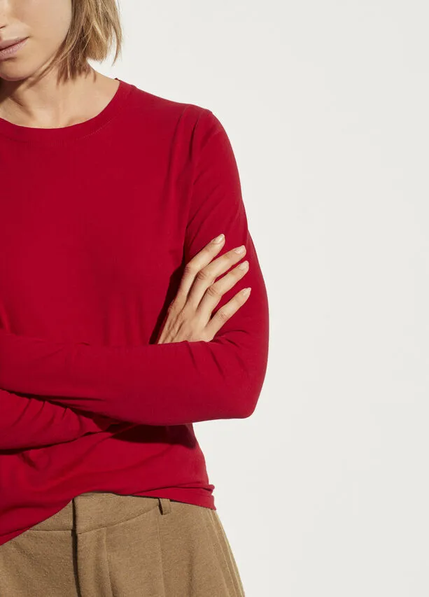 VINCE - Essential Long Sleeve Crew in Cherry Rust