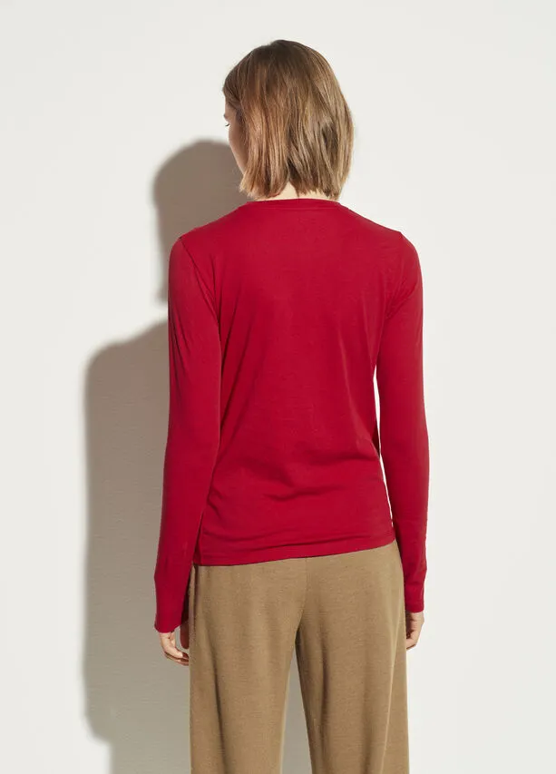 VINCE - Essential Long Sleeve Crew in Cherry Rust