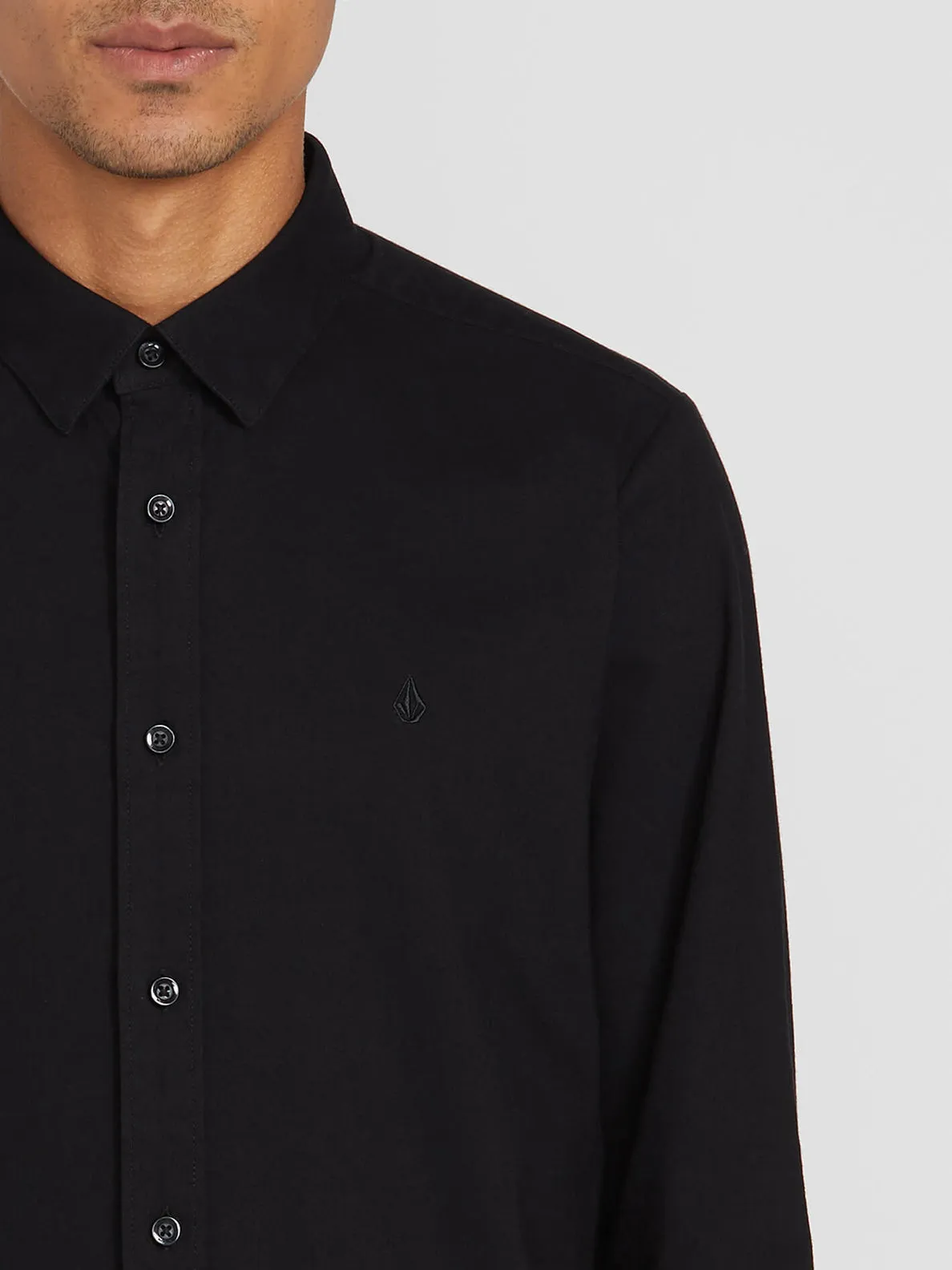 Volcom Oxford Stretch Long Sleeve Button Up Shirt - Black