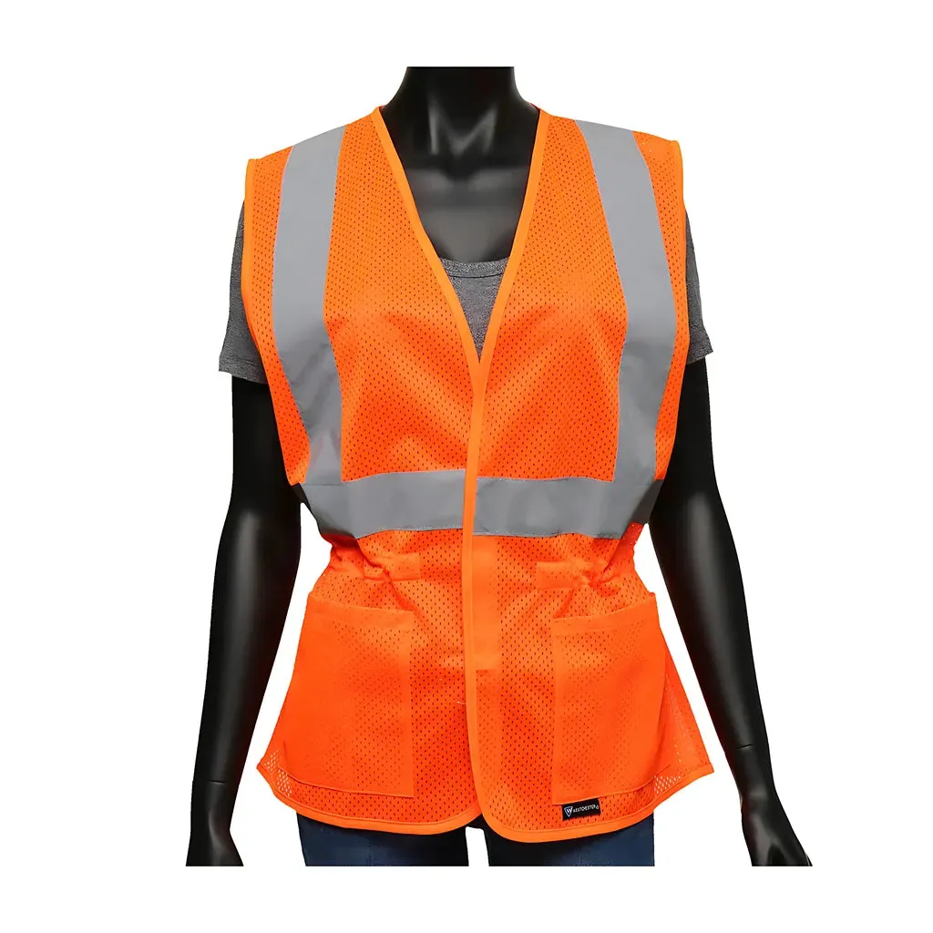 West Chester 47208/SM ANSI Type R Class 2 Women's Contoured Mesh Vest with Adjustable Waist