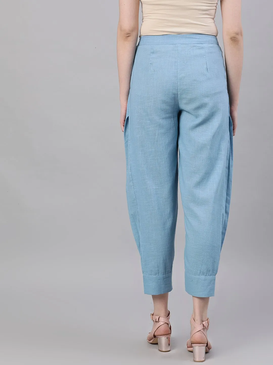 Women Blue Regular Fit Solid Joggers