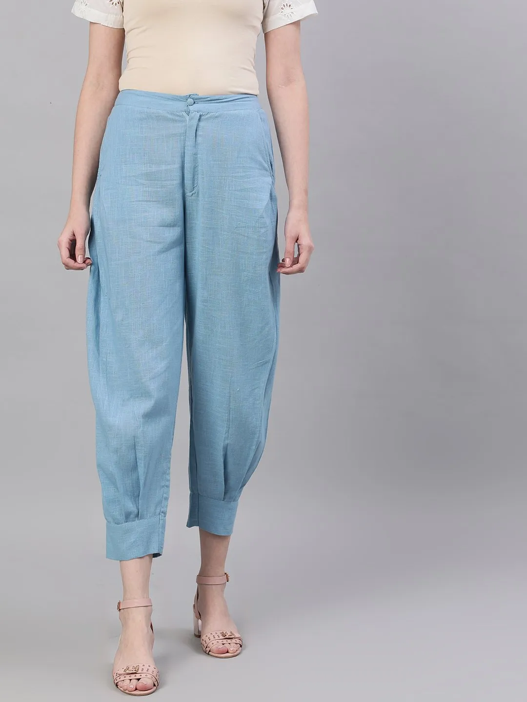 Women Blue Regular Fit Solid Joggers