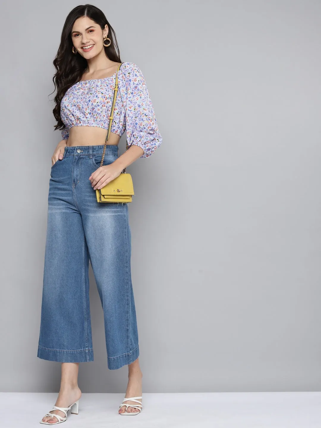 Women Blue Wide Leg Jeans