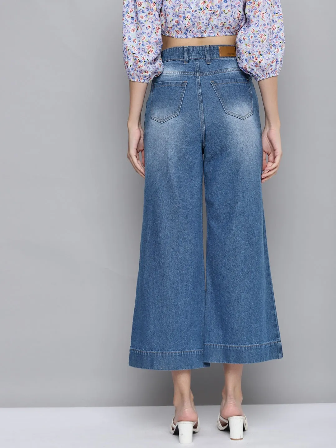 Women Blue Wide Leg Jeans