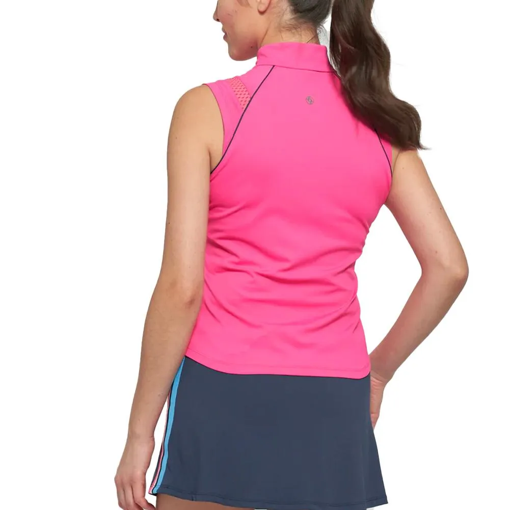 Women's Fluid Tennis Top Prism Pink and Dark Navy