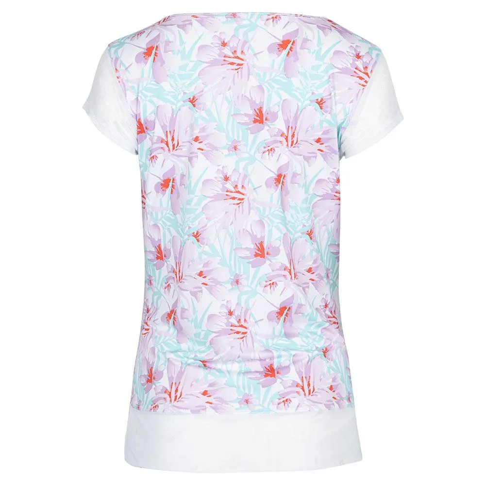 Women's Francesco Cap Sleeve Tennis Top White Print