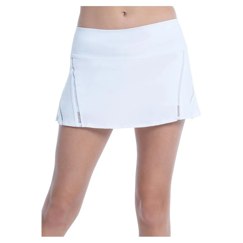 Women's Mesh Inline Tennis Skort White and Silver