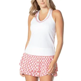 Women's Shockin' Stripes Tennis Tank with Bra White