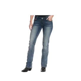 Wrangler Women's Retro Sadie Dark Wash Low Rise Boot Cut Stone Wash Jeans