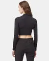 Z Supply Women's Mockneck Longsleeve Crop Top - Meteorite Black