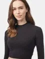 Z Supply Women's Mockneck Longsleeve Crop Top - Meteorite Black